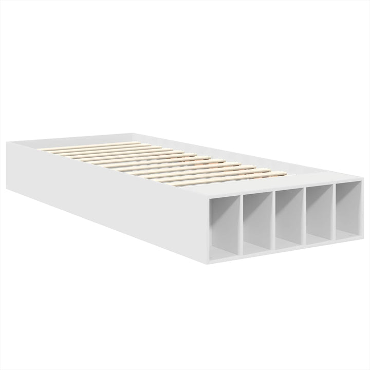 Sengestel med hylde Hvid 75 x 190 cm Konstrueret træ
