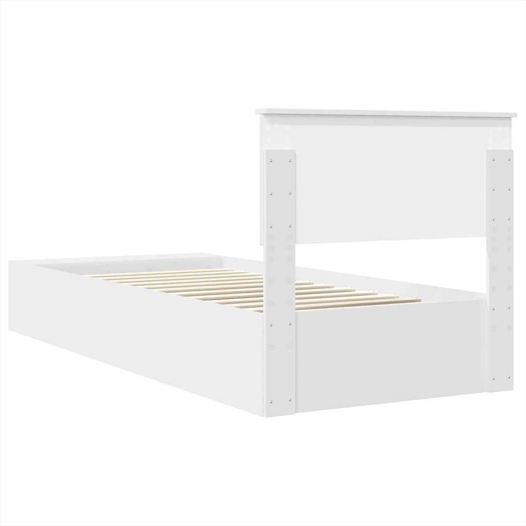 Sengestel med hylde Hvid 75 x 190 cm Konstrueret træ