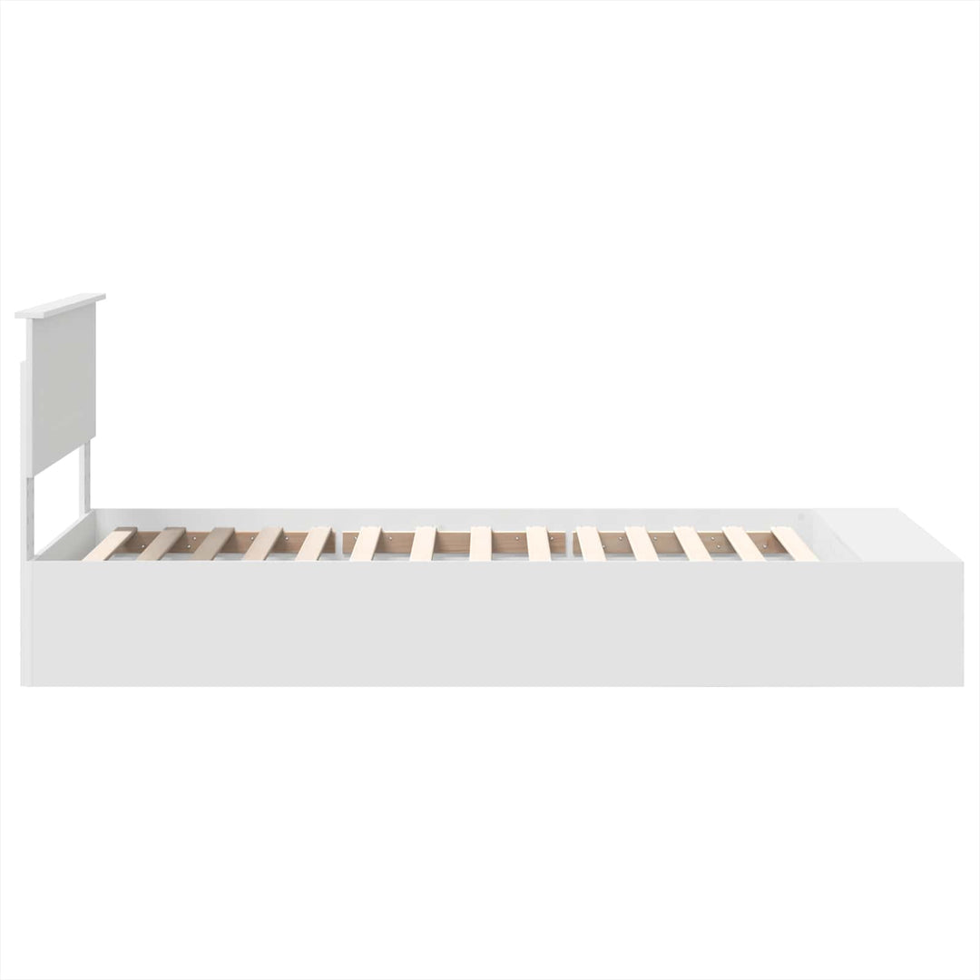 Sengestel med hylde Hvid 75 x 190 cm Konstrueret træ