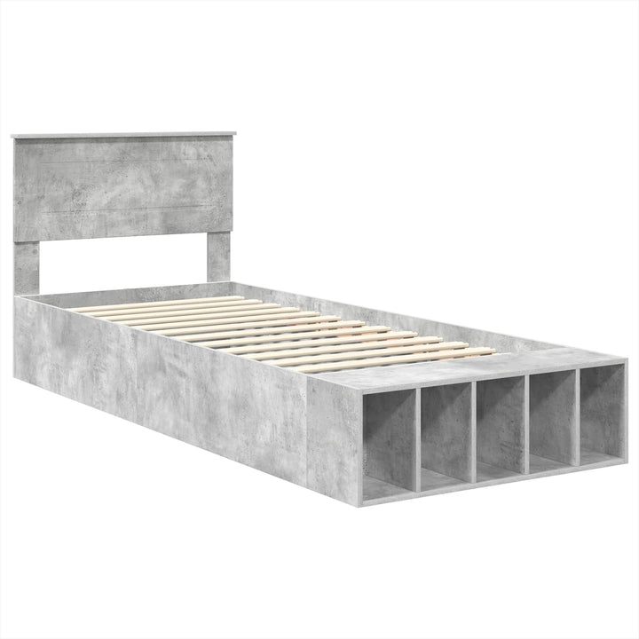 Sengestel med hylde Beton Grå 70 x 190 cm Konstrueret træ