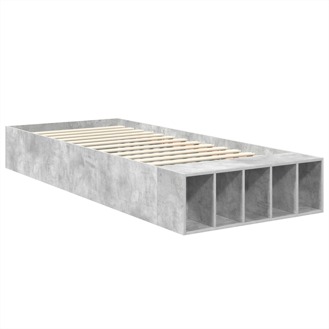 Sengestel med hylde Beton Grå 70 x 190 cm Konstrueret træ