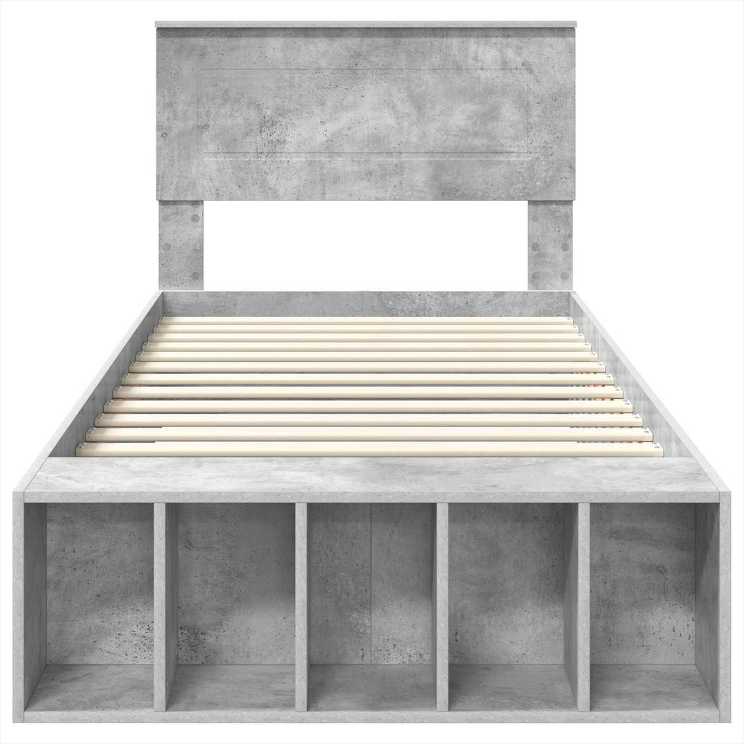 Sengestel med hylde Beton Grå 70 x 190 cm Konstrueret træ