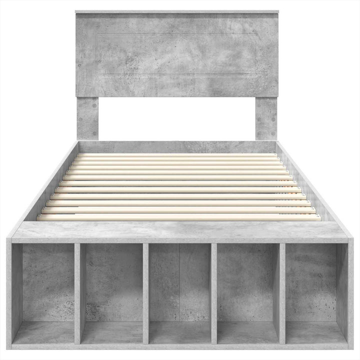 Sengestel med hylde Beton Grå 70 x 190 cm Konstrueret træ