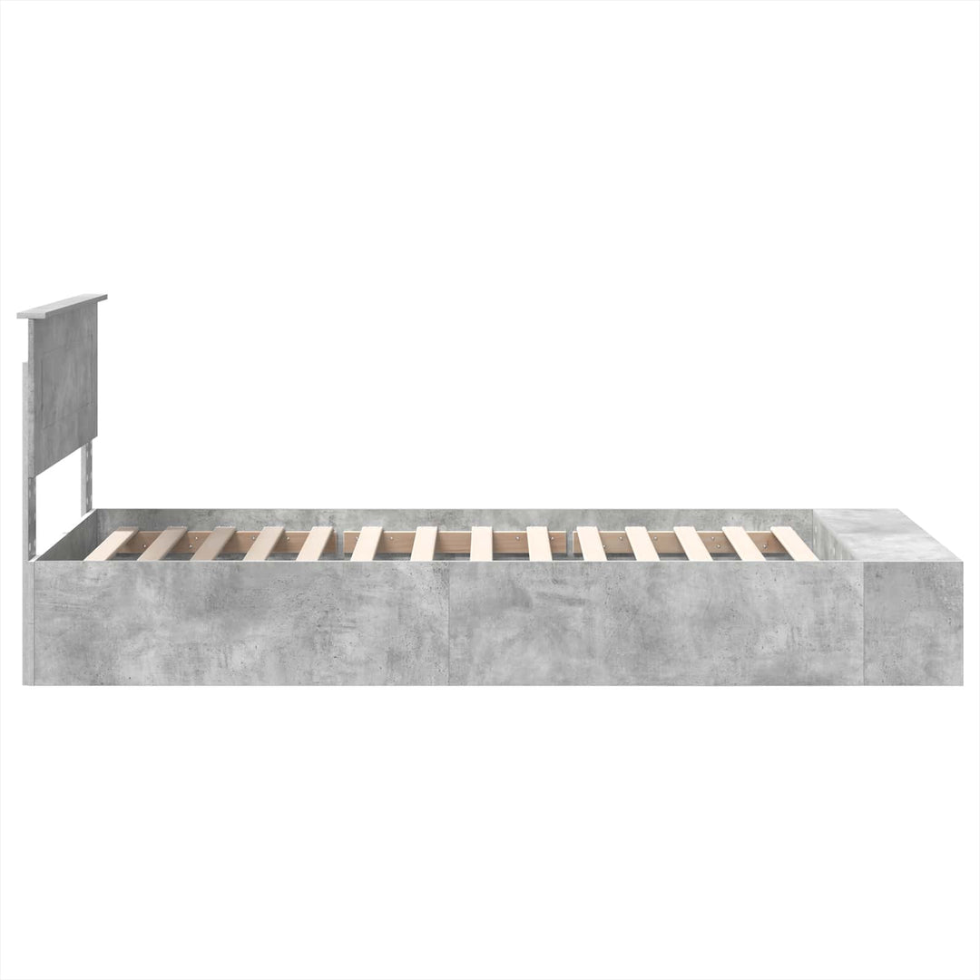 Sengestel med hylde Beton Grå 70 x 190 cm Konstrueret træ