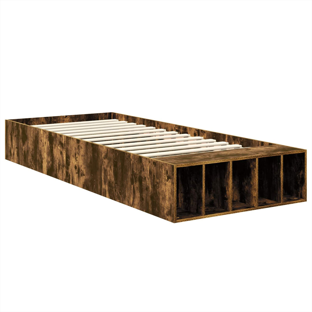 Sengestel med hylde Røget eg 75 x 190 cm Konstrueret træ