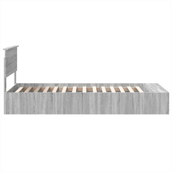 Sengestel med hylde Grå Sonoma 75 x 190 cm Konstrueret træ
