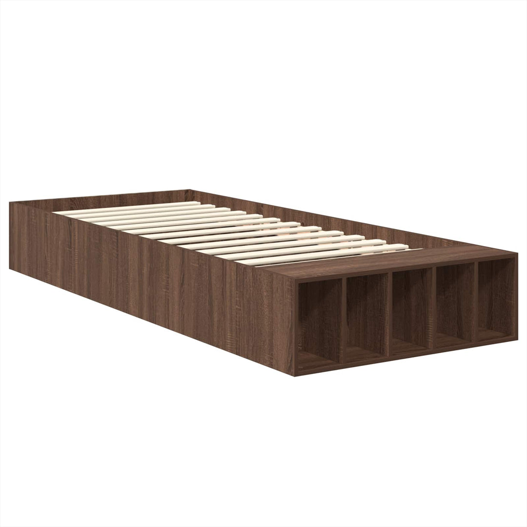 Sengestel med hylde Brun eg 75 x 190 cm Konstrueret træ