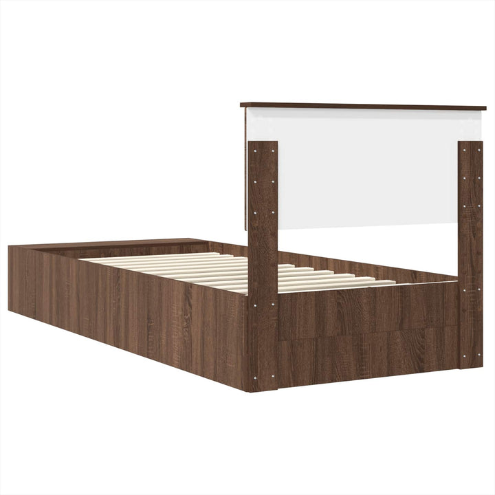 Sengestel med hylde Brun eg 75 x 190 cm Konstrueret træ