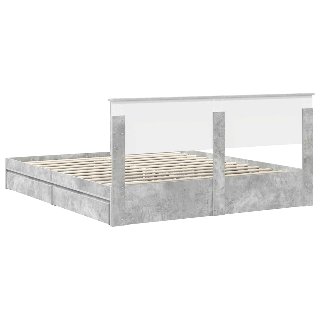 Opbevaringsseng Beton Grå 200 x 200 cm Konstrueret træ