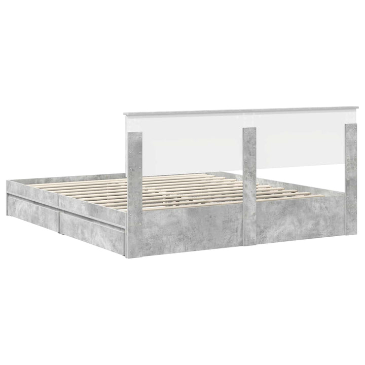 Opbevaringsseng Beton Grå 200 x 200 cm Konstrueret træ