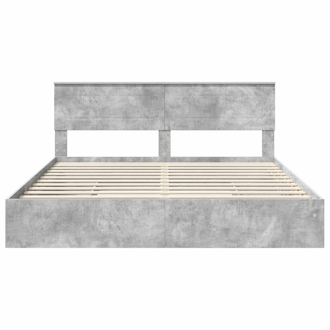 Opbevaringsseng Beton Grå 200 x 200 cm Konstrueret træ