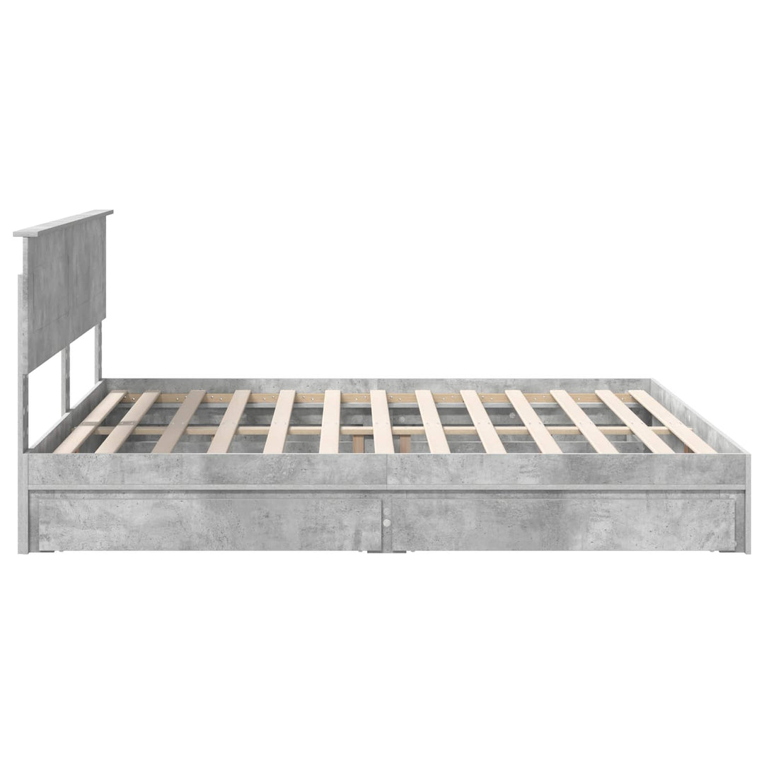 Opbevaringsseng Beton Grå 200 x 200 cm Konstrueret træ