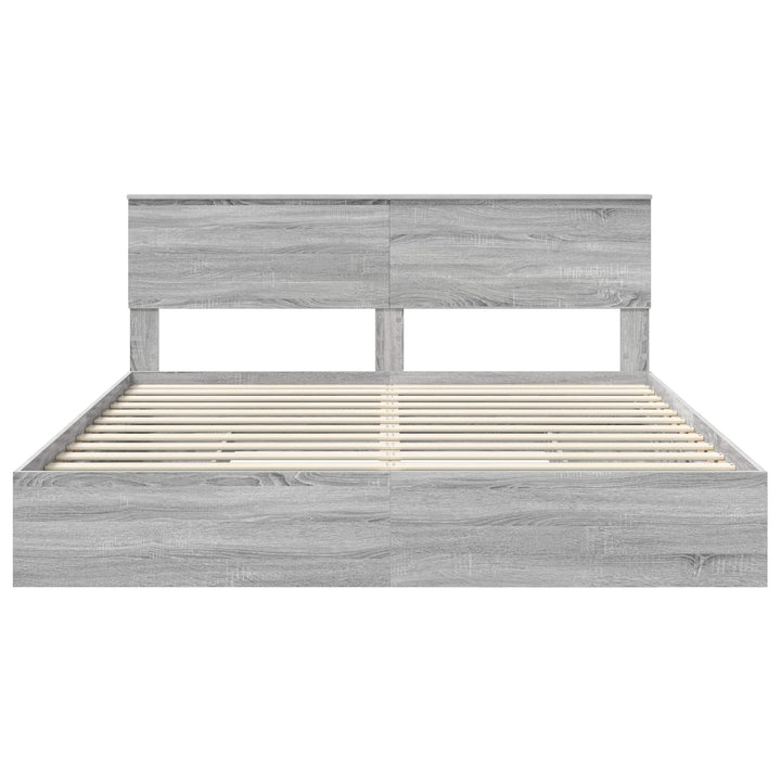 Opbevaringsseng Grå Sonoma 200 x 200 cm Konstrueret træ