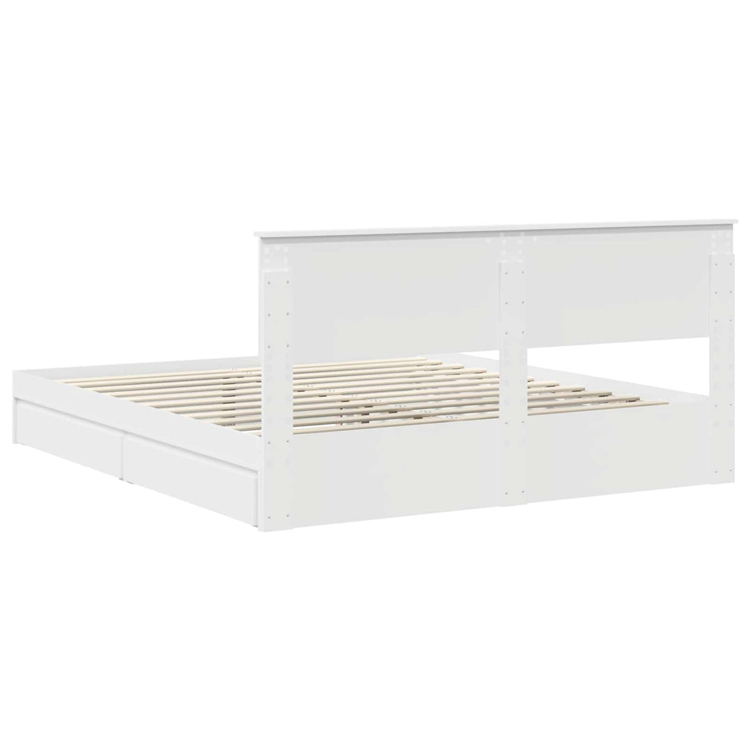 Opbevaringsseng med skuffe Hvid 180 x 200 cm Konstrueret træ