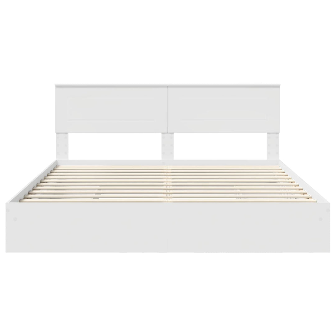 Opbevaringsseng med skuffe Hvid 180 x 200 cm Konstrueret træ