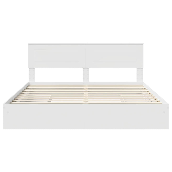 Opbevaringsseng med skuffe Hvid 180 x 200 cm Konstrueret træ