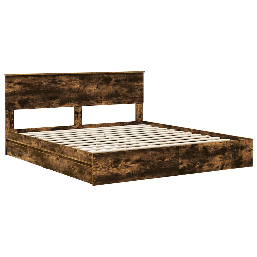 Opbevaringsseng Røget eg 180 x 200 cm Konstrueret træ