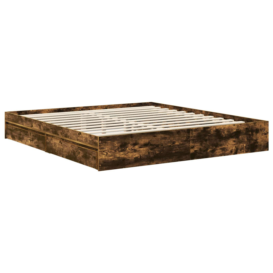Opbevaringsseng Røget eg 180 x 200 cm Konstrueret træ