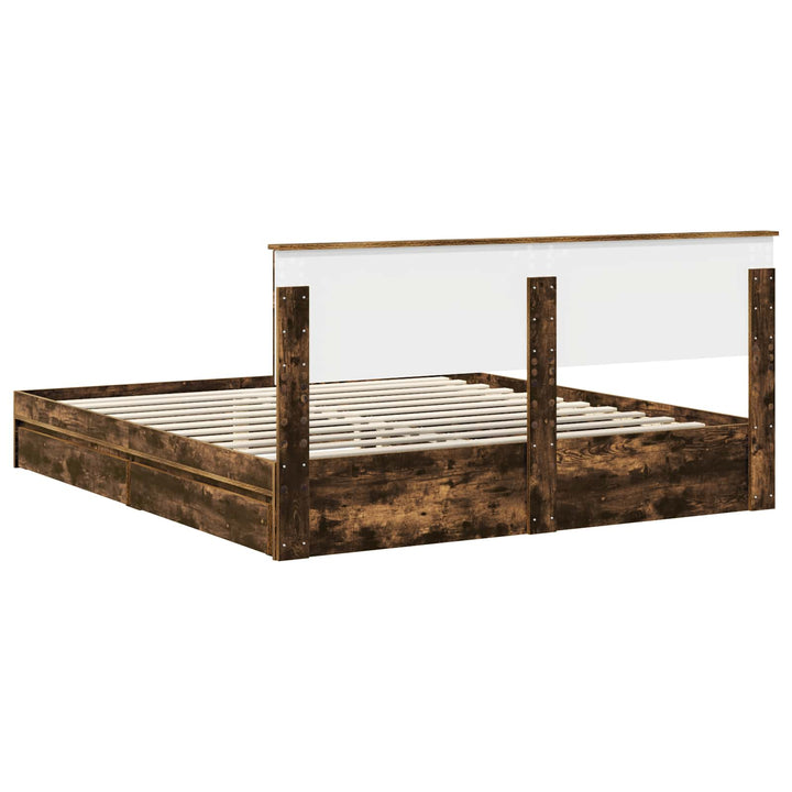 Opbevaringsseng Røget eg 180 x 200 cm Konstrueret træ