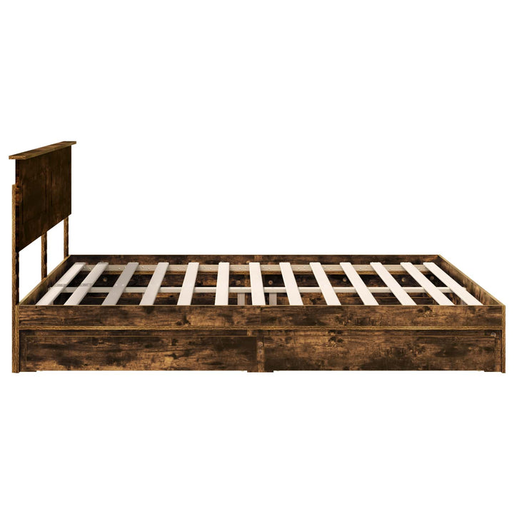 Opbevaringsseng Røget eg 180 x 200 cm Konstrueret træ