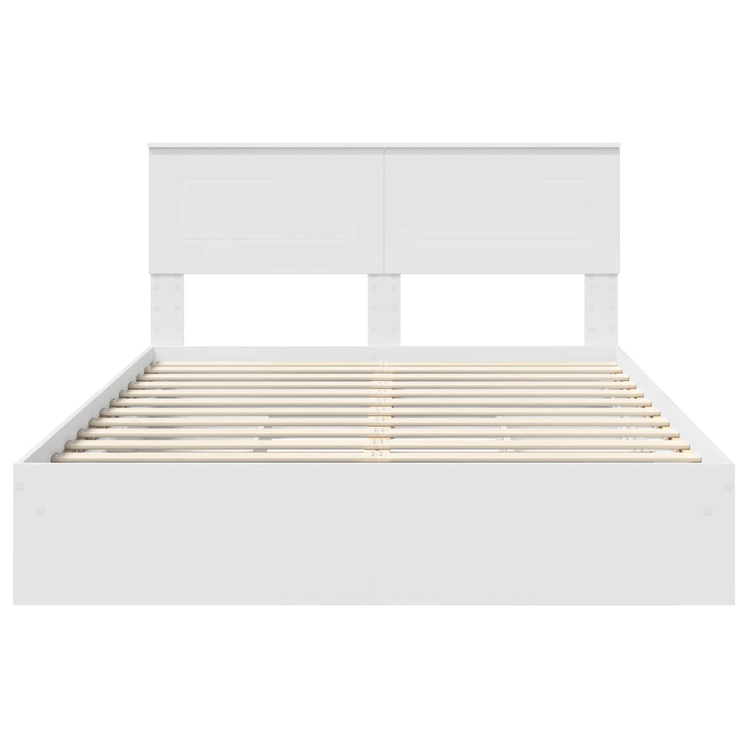 Opbevaringsseng med skuffe Hvid 160 x 200 cm Konstrueret træ