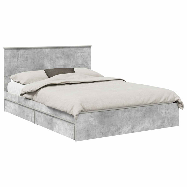 Opbevaringsseng Beton Grå 150 x 200 cm Konstrueret træ