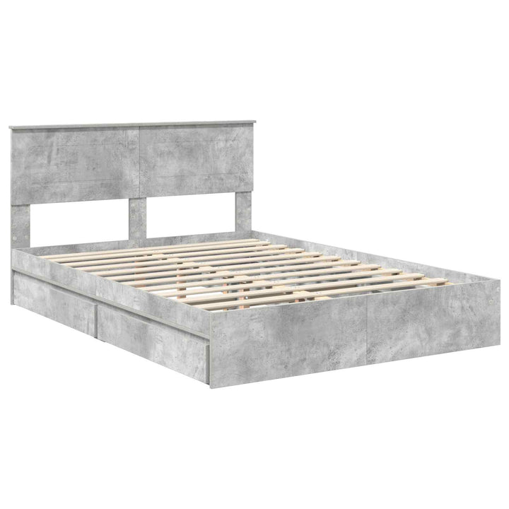 Opbevaringsseng Beton Grå 150 x 200 cm Konstrueret træ