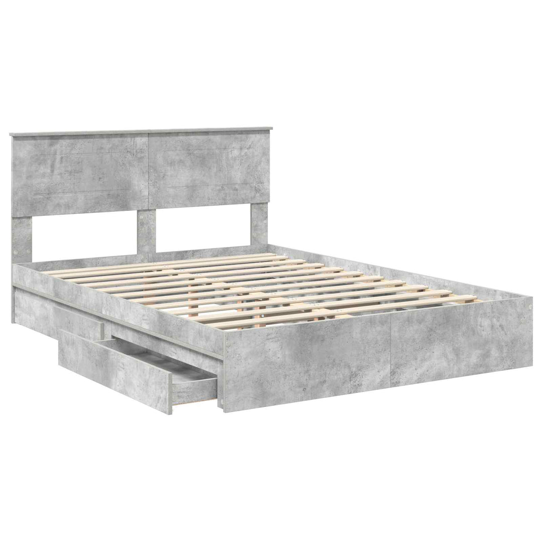 Opbevaringsseng Beton Grå 150 x 200 cm Konstrueret træ