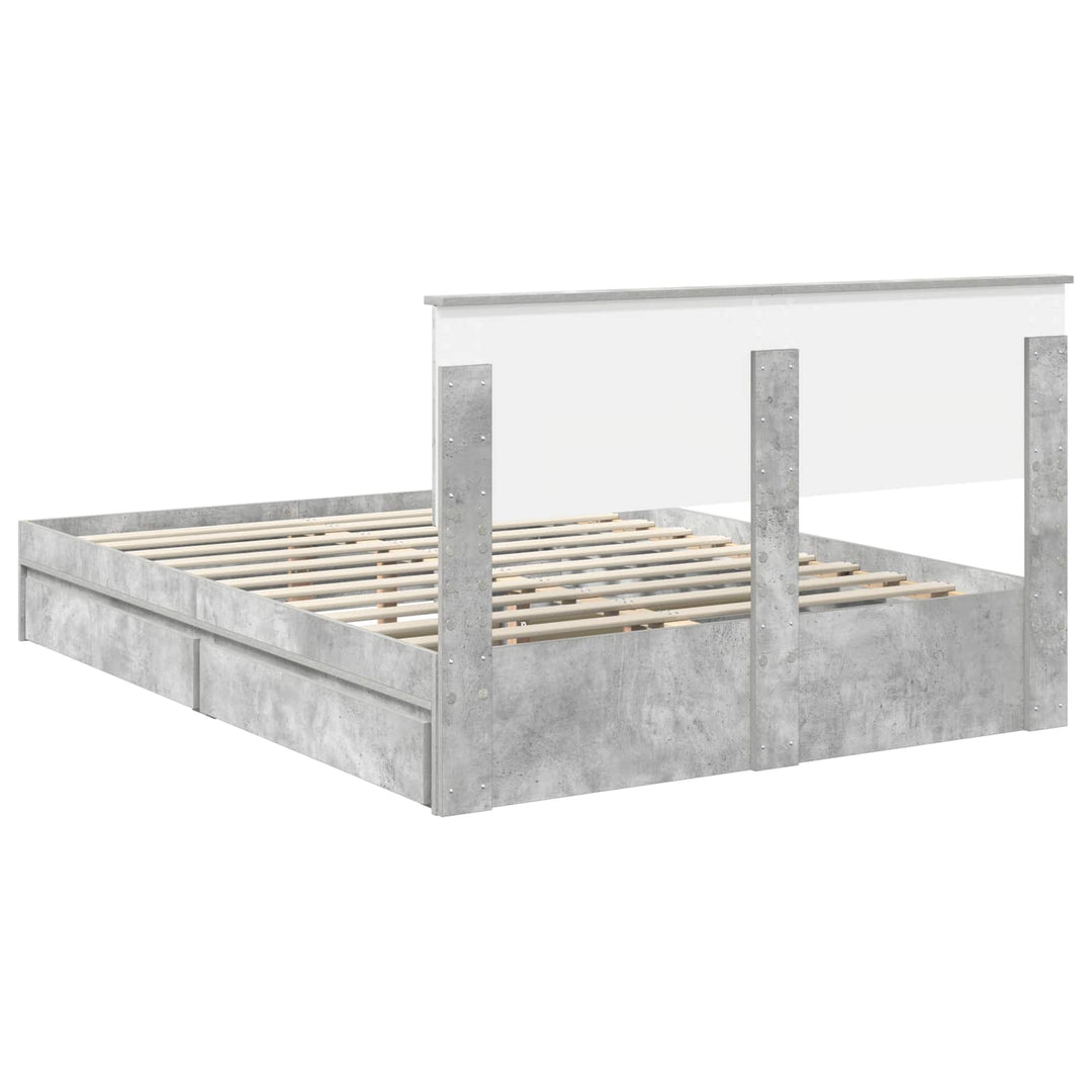 Opbevaringsseng Beton Grå 150 x 200 cm Konstrueret træ