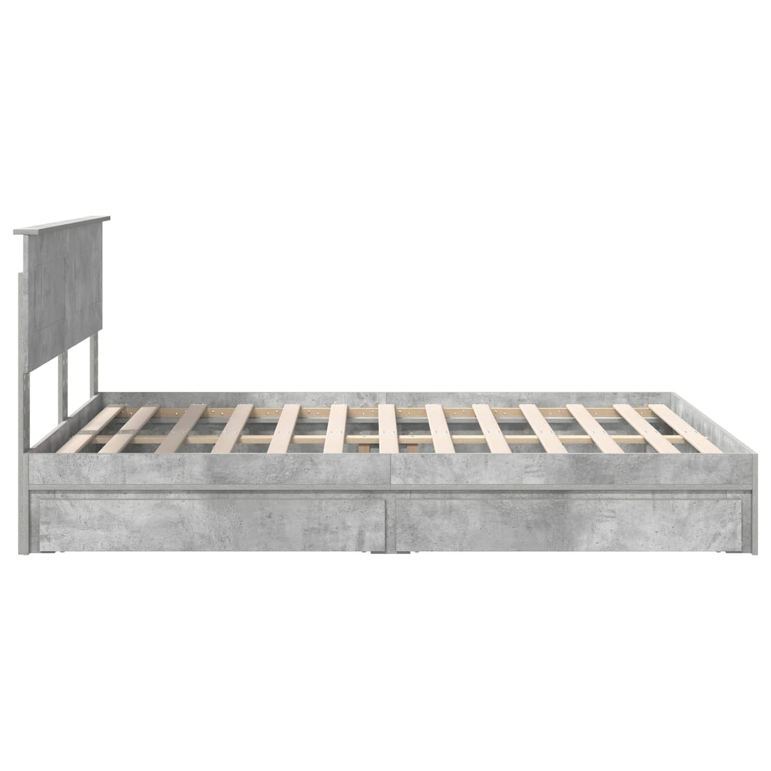 Opbevaringsseng Beton Grå 150 x 200 cm Konstrueret træ