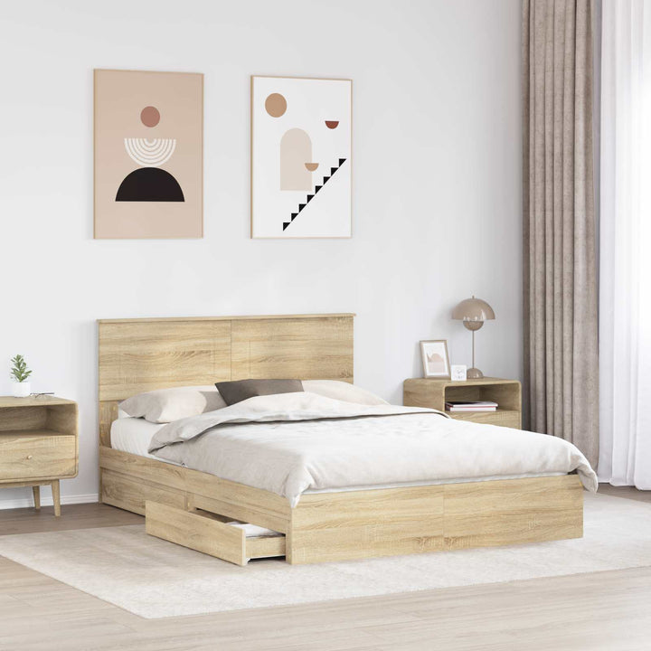 Opbevaringsseng Sonoma eg 140 x 190 cm Konstrueret træ