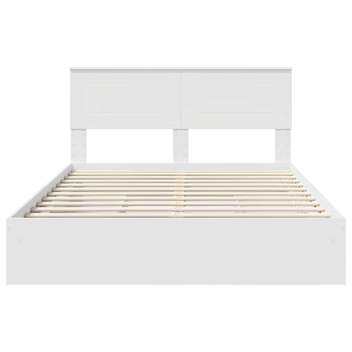 Opbevaringsseng med skuffe Hvid 140 x 200 cm Konstrueret træ