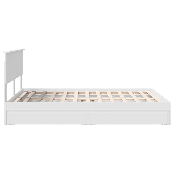 Opbevaringsseng med skuffe Hvid 140 x 200 cm Konstrueret træ