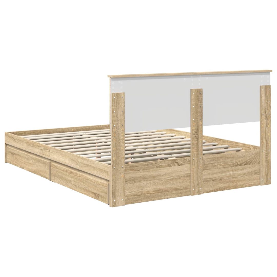 Opbevaringsseng Sonoma eg 140 x 200 cm Konstrueret træ