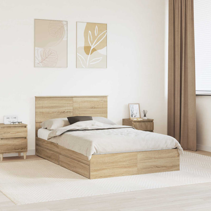 Opbevaringsseng Sonoma eg 135 x 190 cm Konstrueret træ