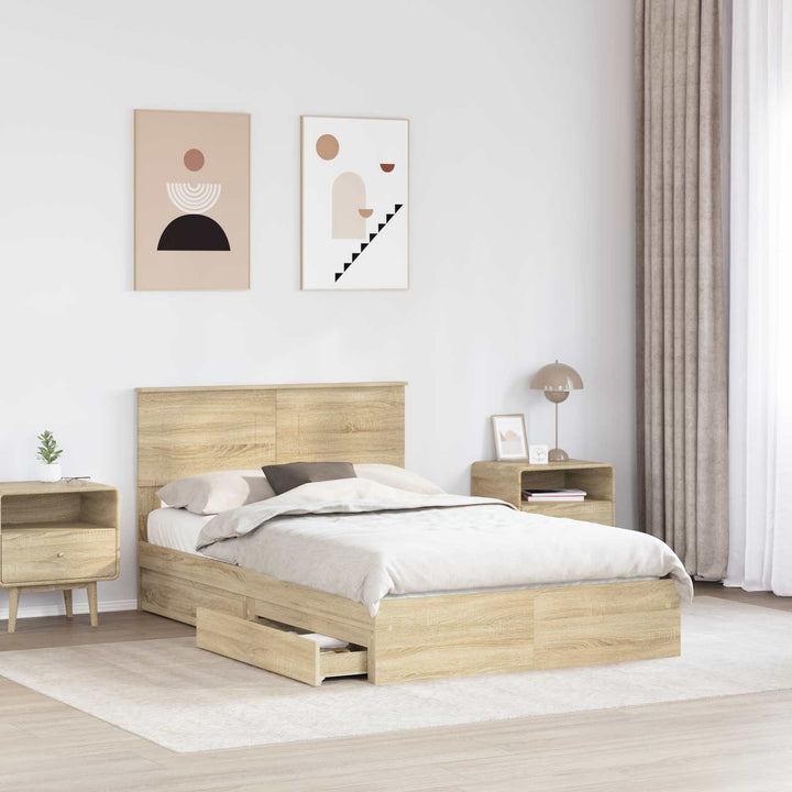 Opbevaringsseng Sonoma eg 135 x 190 cm Konstrueret træ
