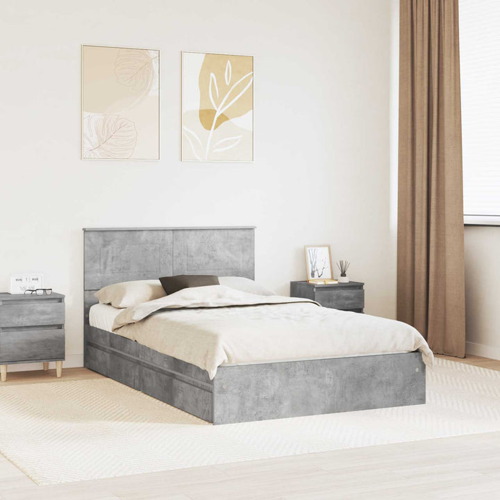 Opbevaringsseng Beton Grå 135 x 190 cm Konstrueret træ