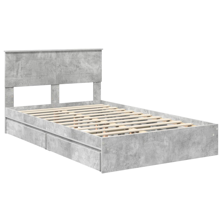 Opbevaringsseng Beton Grå 135 x 190 cm Konstrueret træ