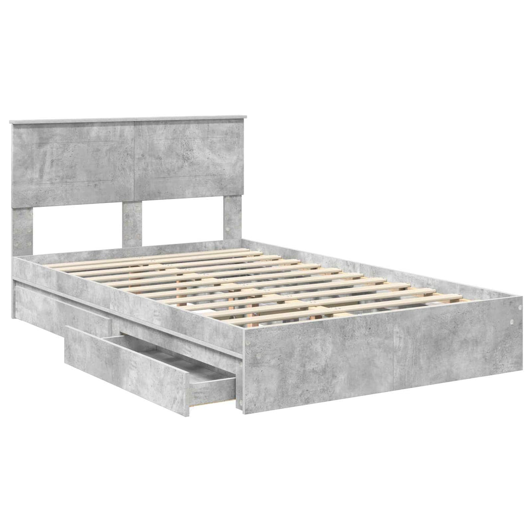 Opbevaringsseng Beton Grå 135 x 190 cm Konstrueret træ