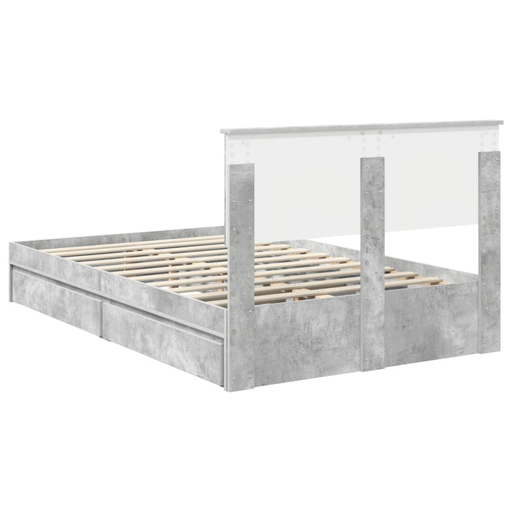 Opbevaringsseng Beton Grå 135 x 190 cm Konstrueret træ