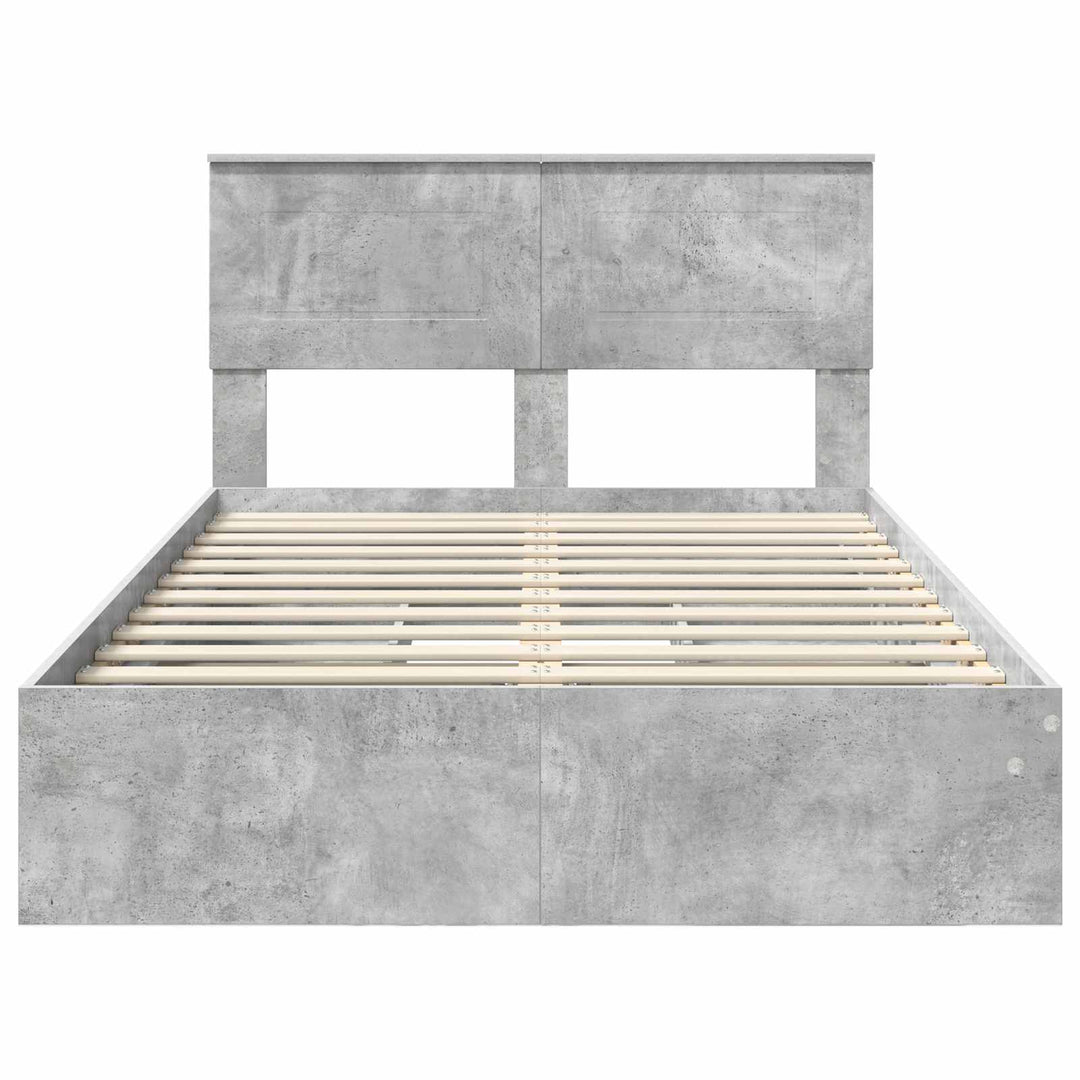 Opbevaringsseng Beton Grå 135 x 190 cm Konstrueret træ