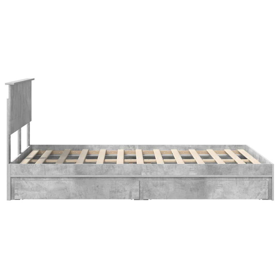 Opbevaringsseng Beton Grå 135 x 190 cm Konstrueret træ