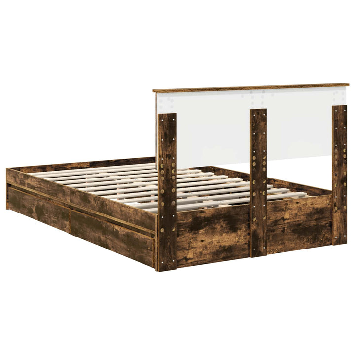 Opbevaringsseng Røget eg 135 x 190 cm Konstrueret træ