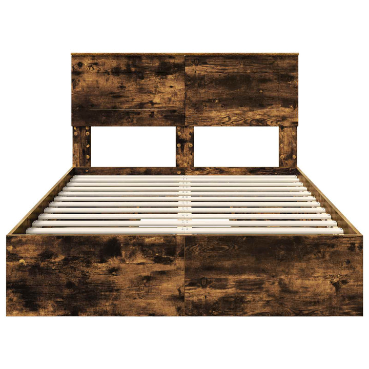 Opbevaringsseng Røget eg 135 x 190 cm Konstrueret træ
