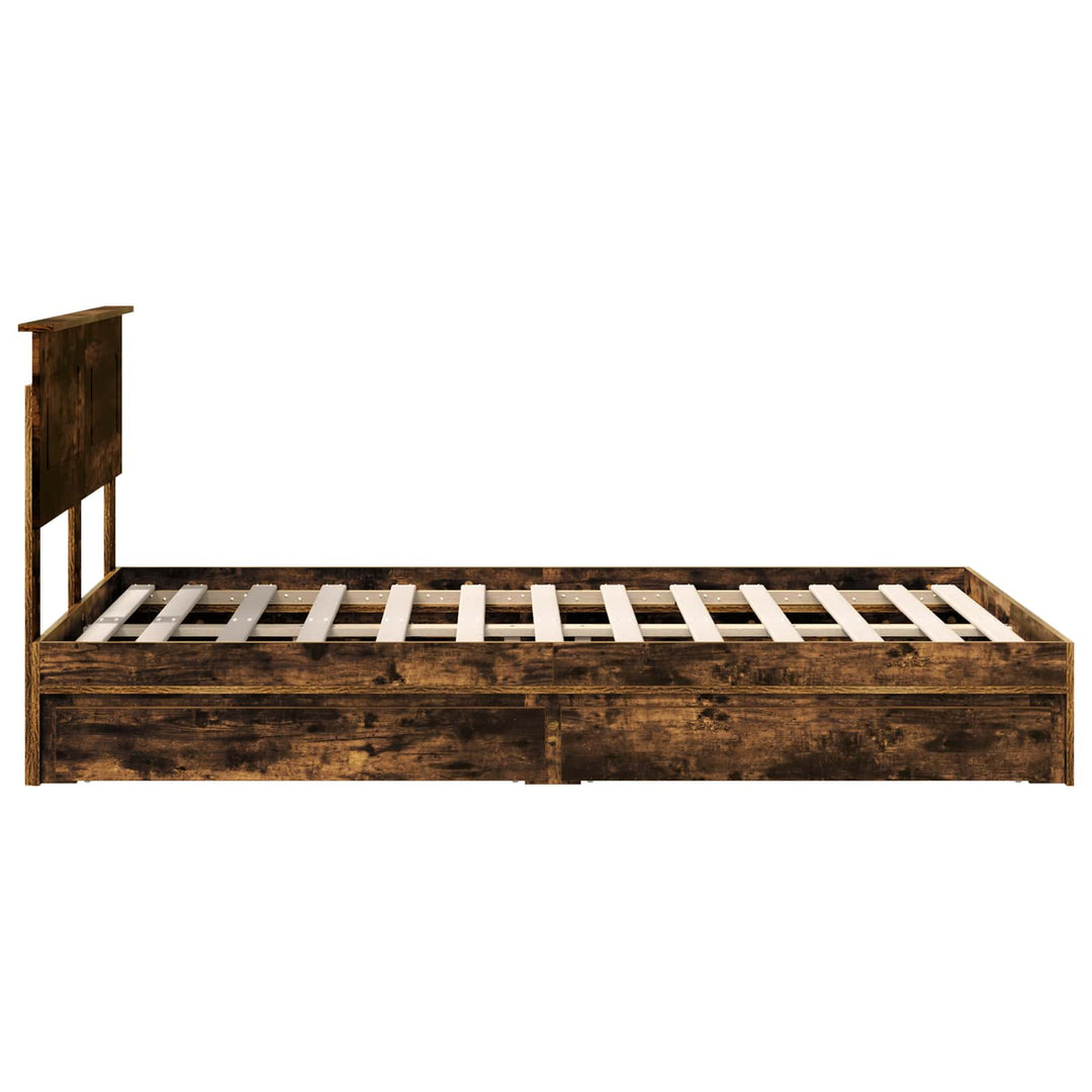 Opbevaringsseng Røget eg 135 x 190 cm Konstrueret træ