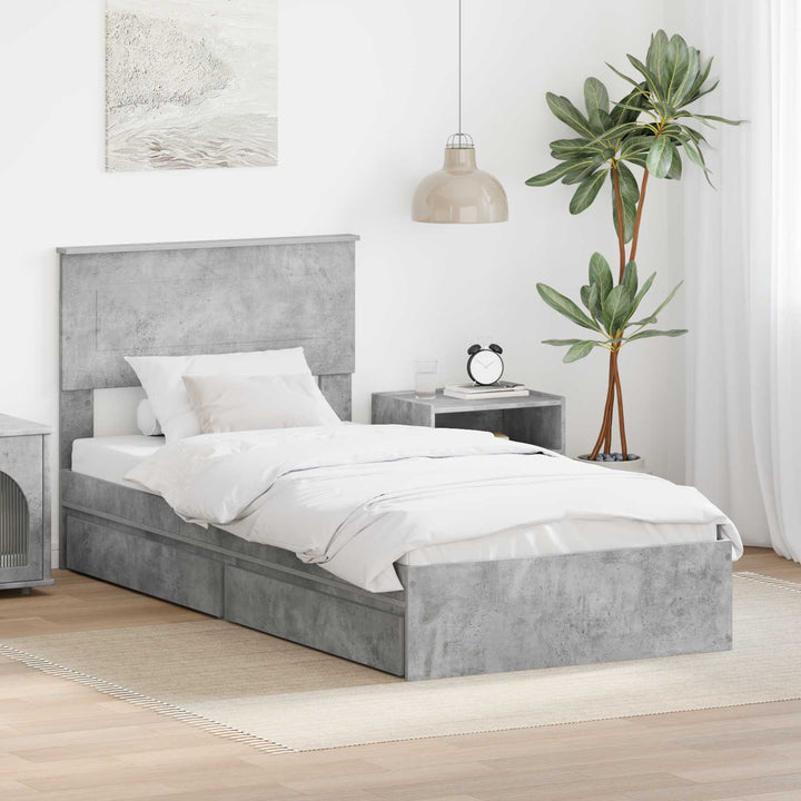 Opbevaringsseng Beton Grå 90 x 200 cm Konstrueret træ