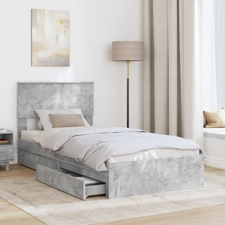 Opbevaringsseng Beton Grå 90 x 200 cm Konstrueret træ