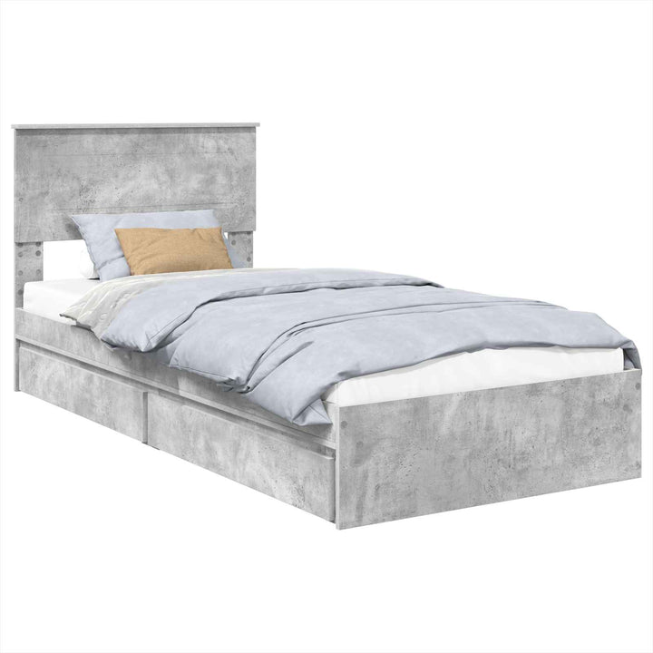 Opbevaringsseng Beton Grå 90 x 200 cm Konstrueret træ