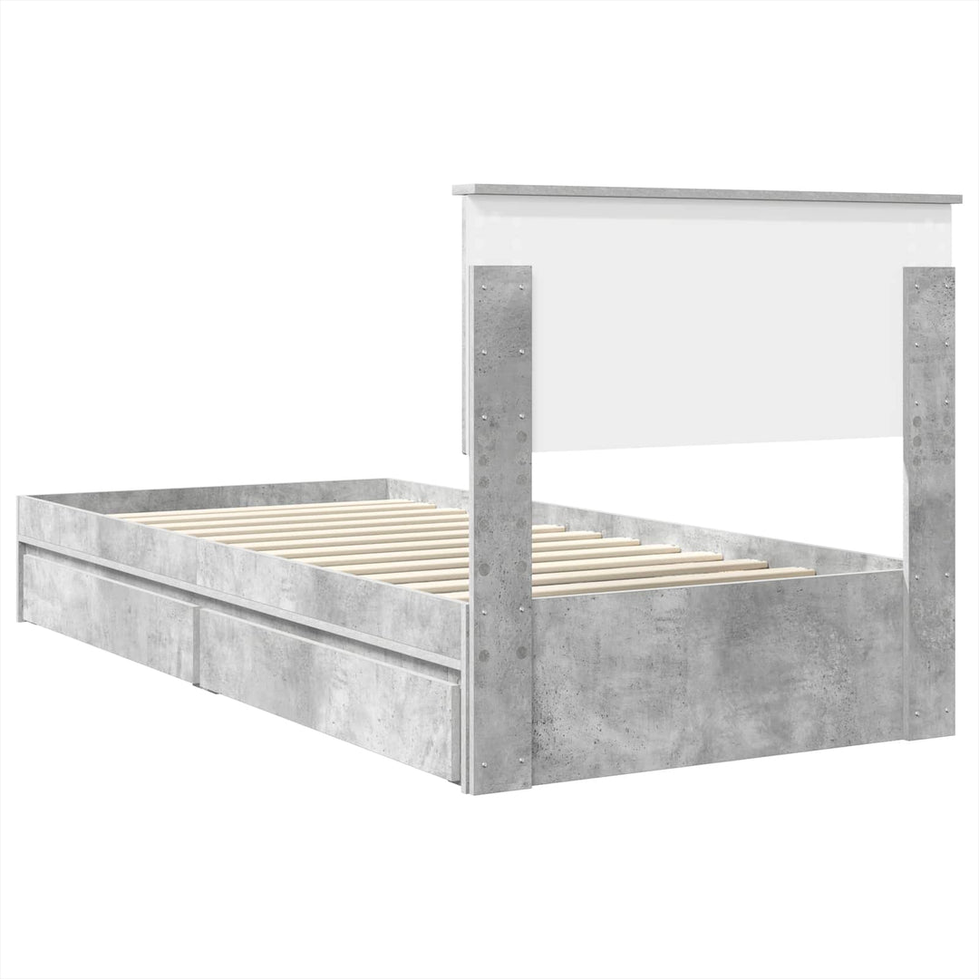 Opbevaringsseng Beton Grå 90 x 200 cm Konstrueret træ