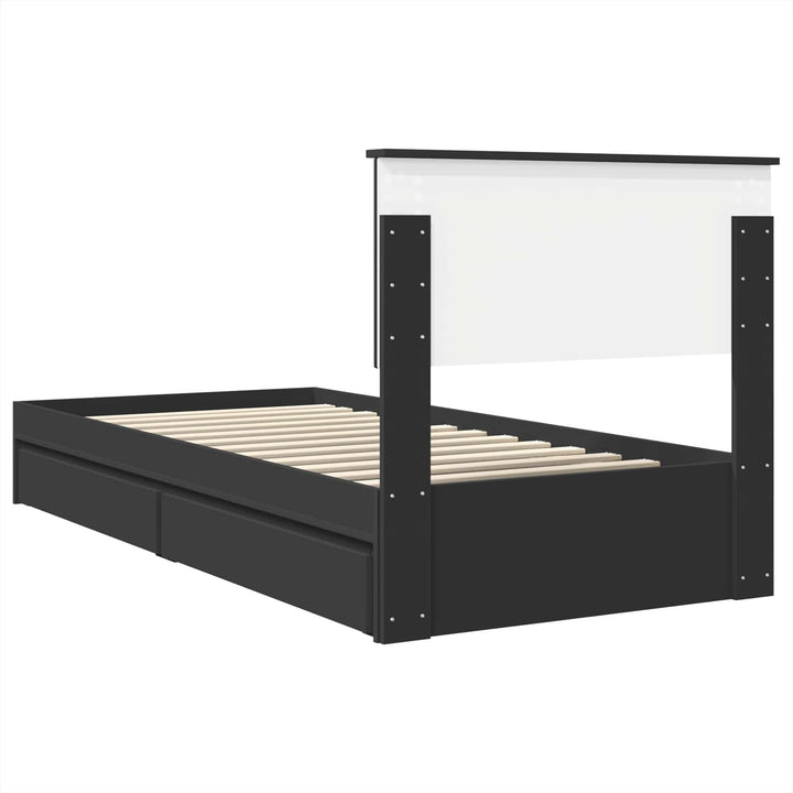 Opbevaringsseng med skuffe Sort 90 x 190 cm Konstrueret træ